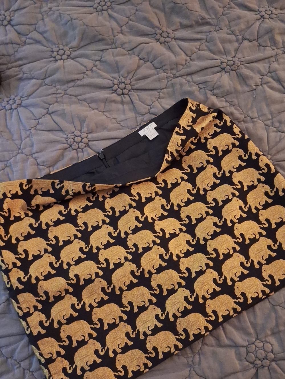 J. Crew Black & Gold Elephant Skirt